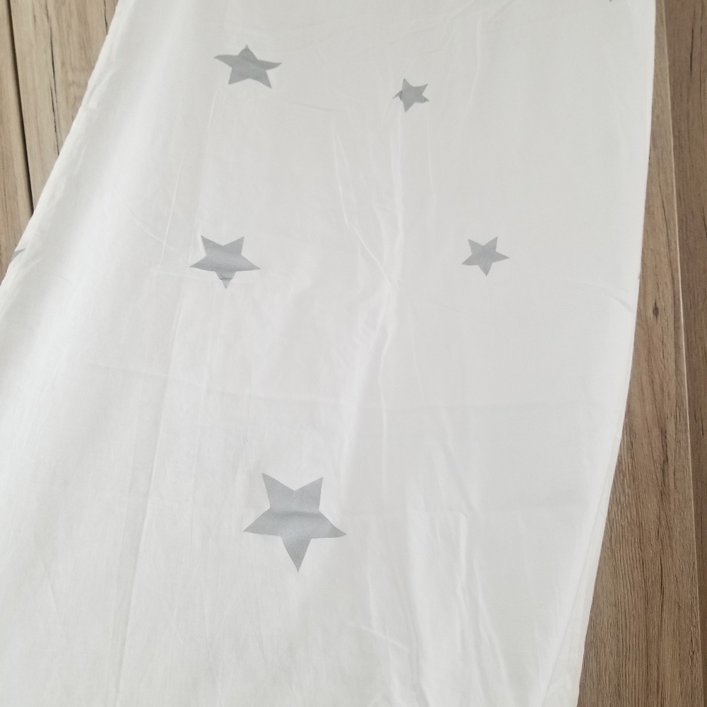 The Land of Nod White Curtain with Silver Stars
